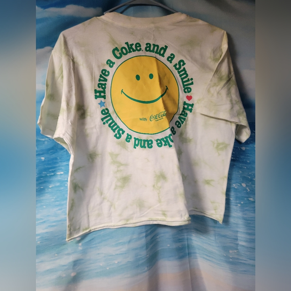 Coca-Cola NWT Have A Coke And A Smile Tie Dye Crip Tshirt Ladies Size Medium - Picture 2 of 5
